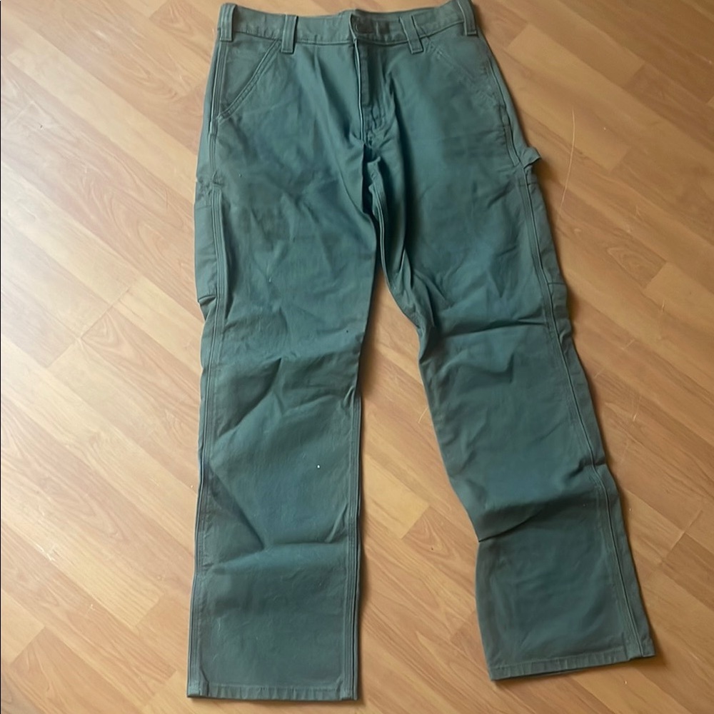 Carhartt Green Cargo Pants Durable Cotton Canvas